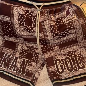 Kangol Brown Bandana Print Men's Athletic Shorts Size L NWT